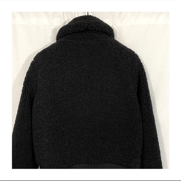 Banana Republic Teddy Sherpa Shearling Full Zip Bomber Jacket In Black - Picture 7 of 12